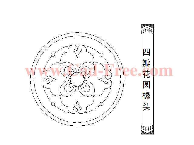 Round flower pattern CAD block